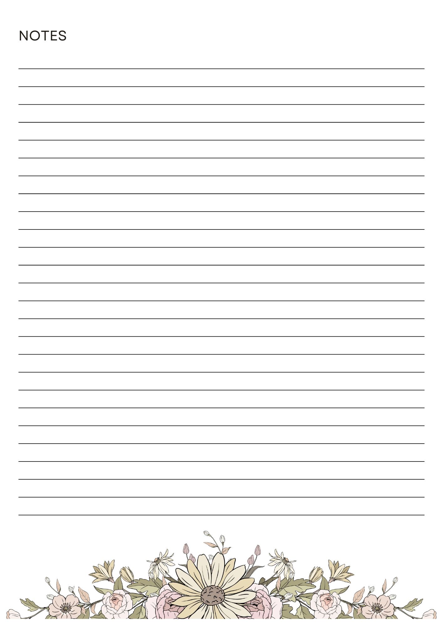 A5 Floral “Notes” Notepad